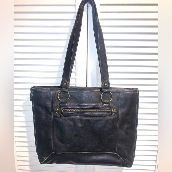 Buxton Genuine Leather Black laptop expandable bag 17 1/2” X 13”